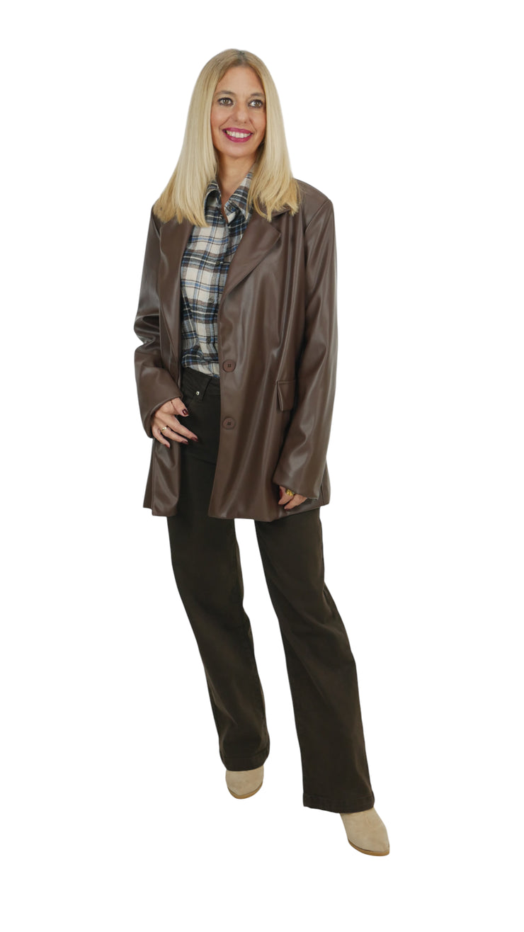 Blazer Oversize Efecto Piel