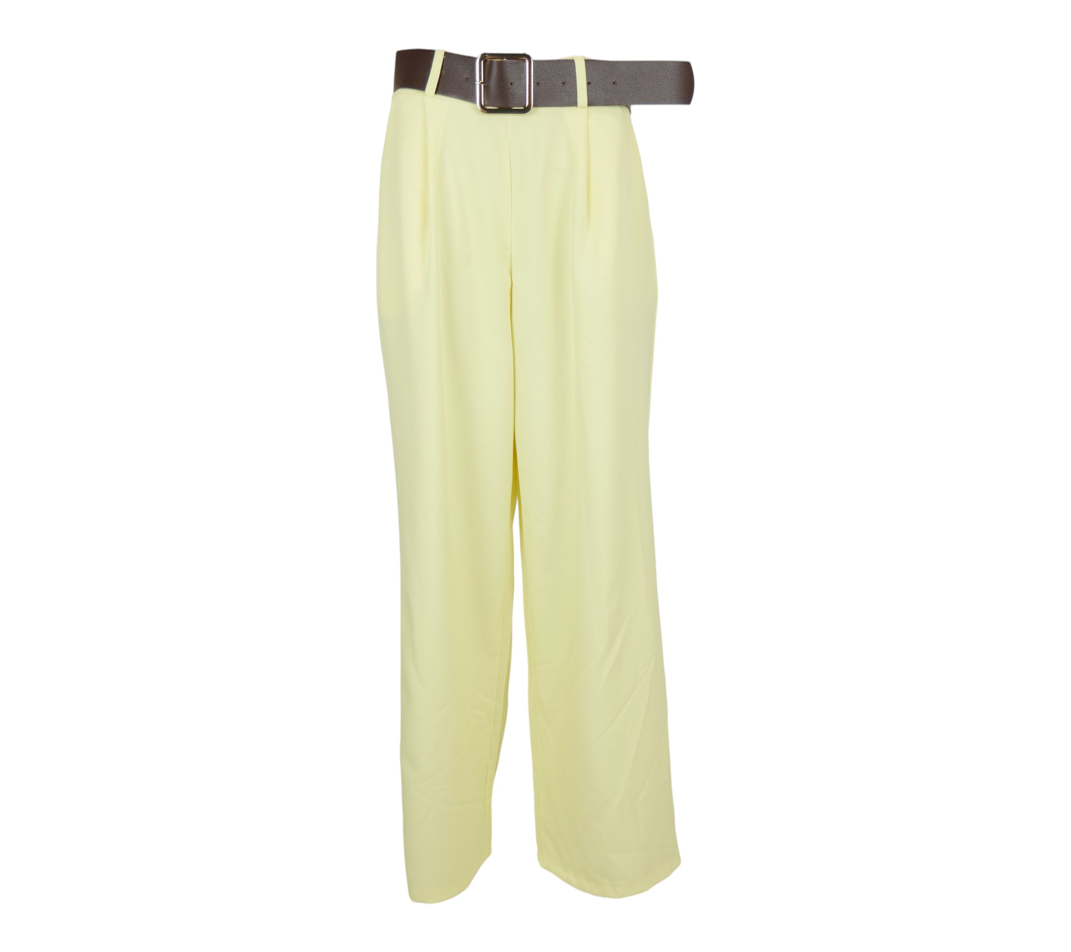 Pantalón Palazzo de color amarillo con cinturon
