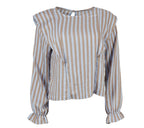 blusa rayas volantes celeste mujer