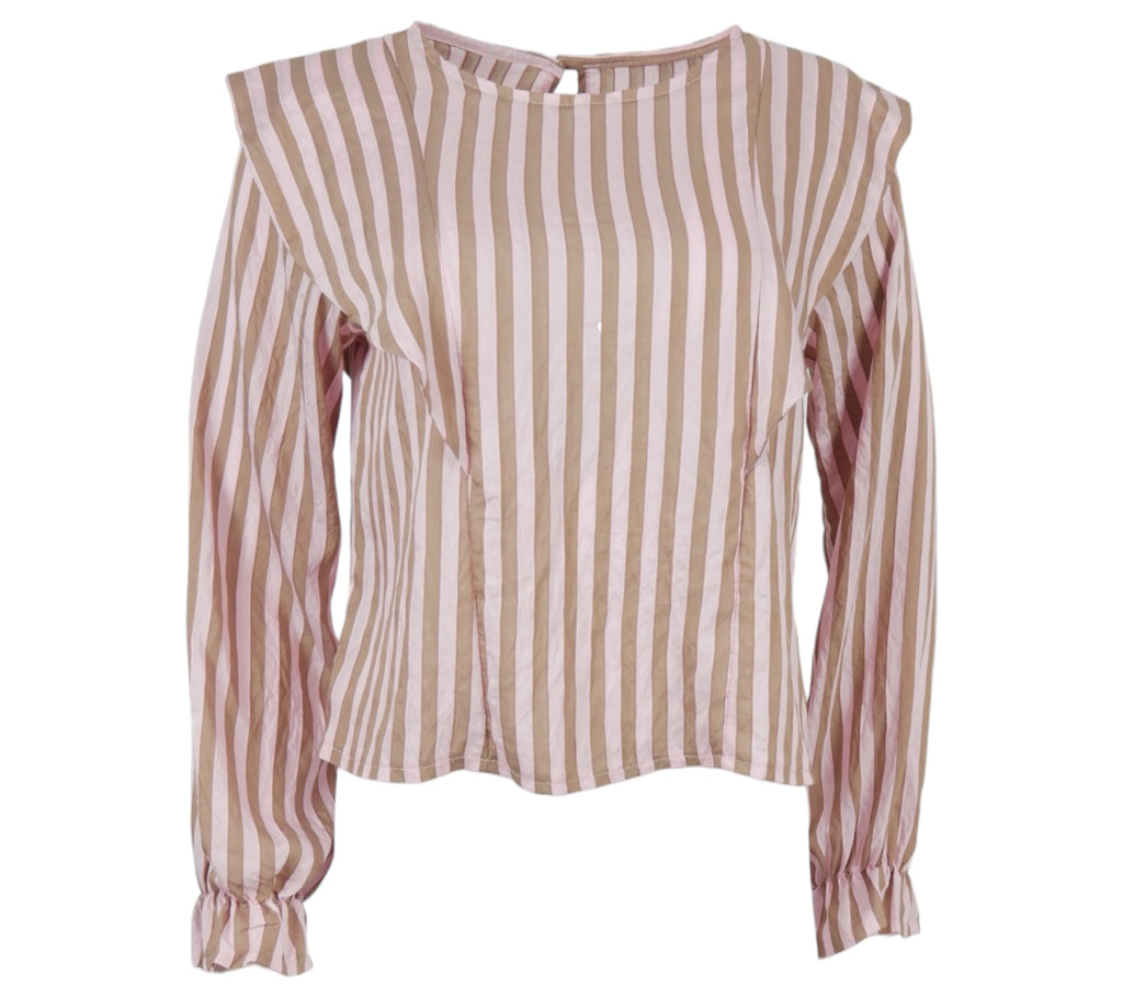 blusa rayas volantes rosa mujer
