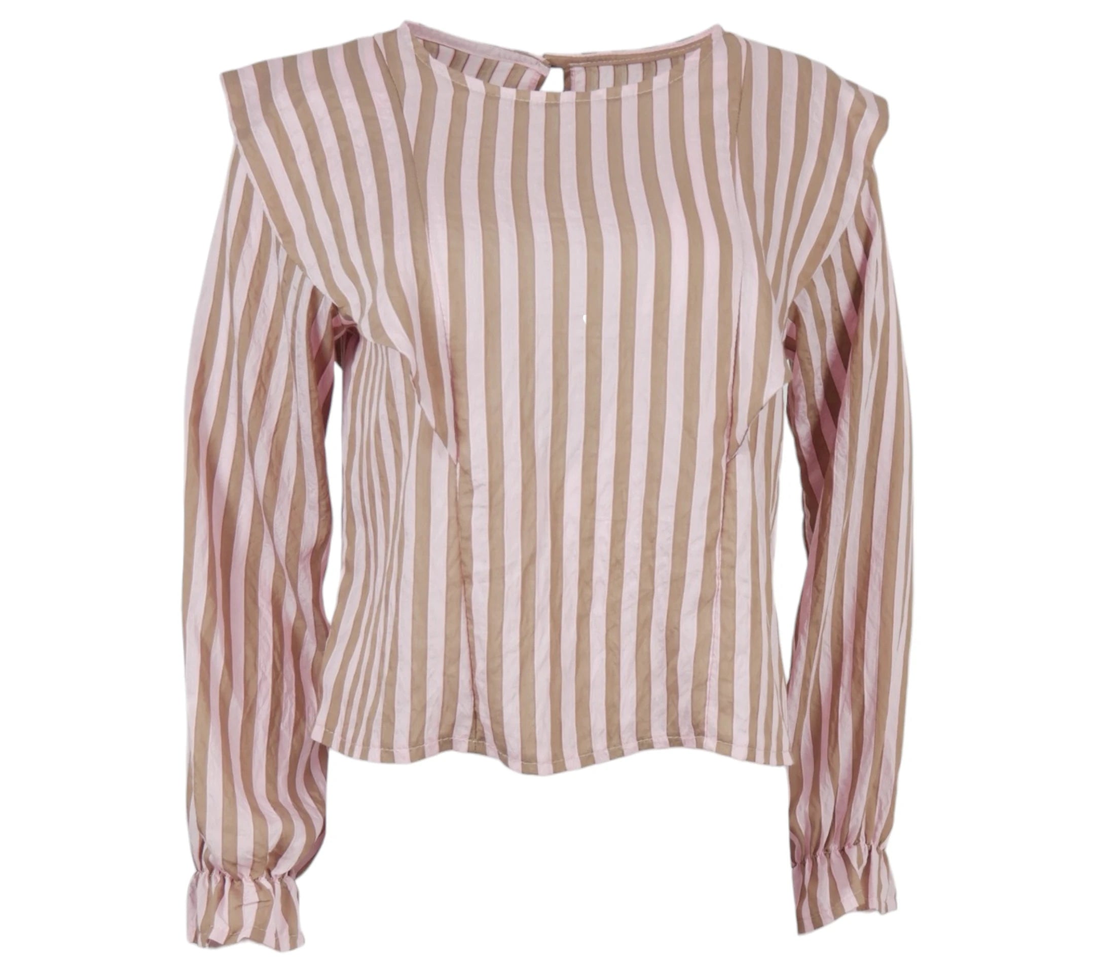 blusa rayas volantes rosa mujer