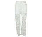 Jeans blanco mujer con encaje recto