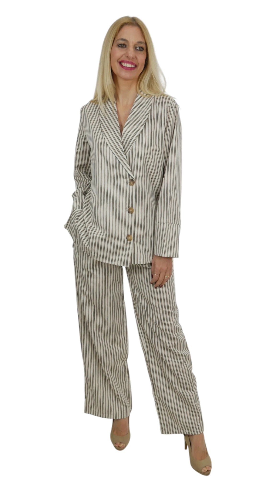 Blazer Rayas Botones