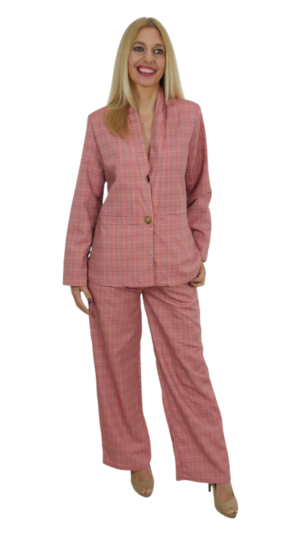 Blazer Cuadros Botón