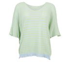 jersey punto rayas celeste mujer