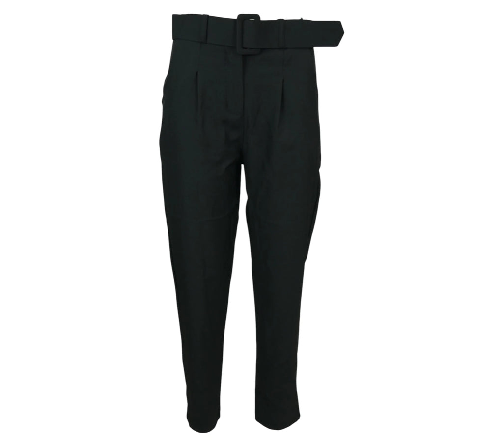 Pantalón Atelier negro con cinturón integrado mujer elegante