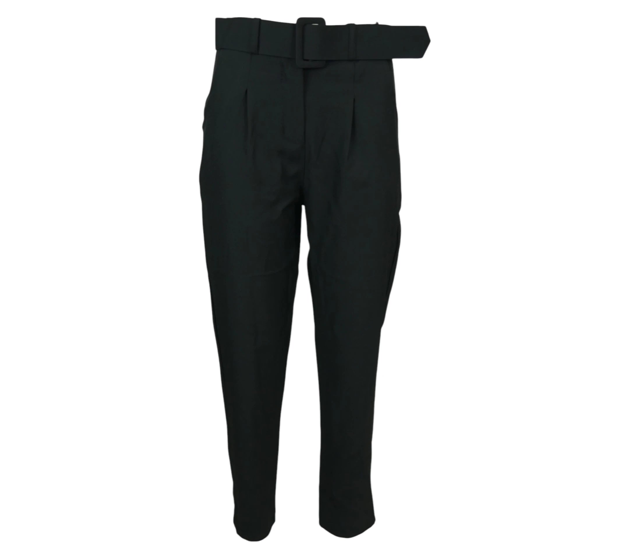 Pantalón Atelier negro con cinturón integrado mujer elegante