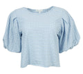blusa vichy mujer celeste