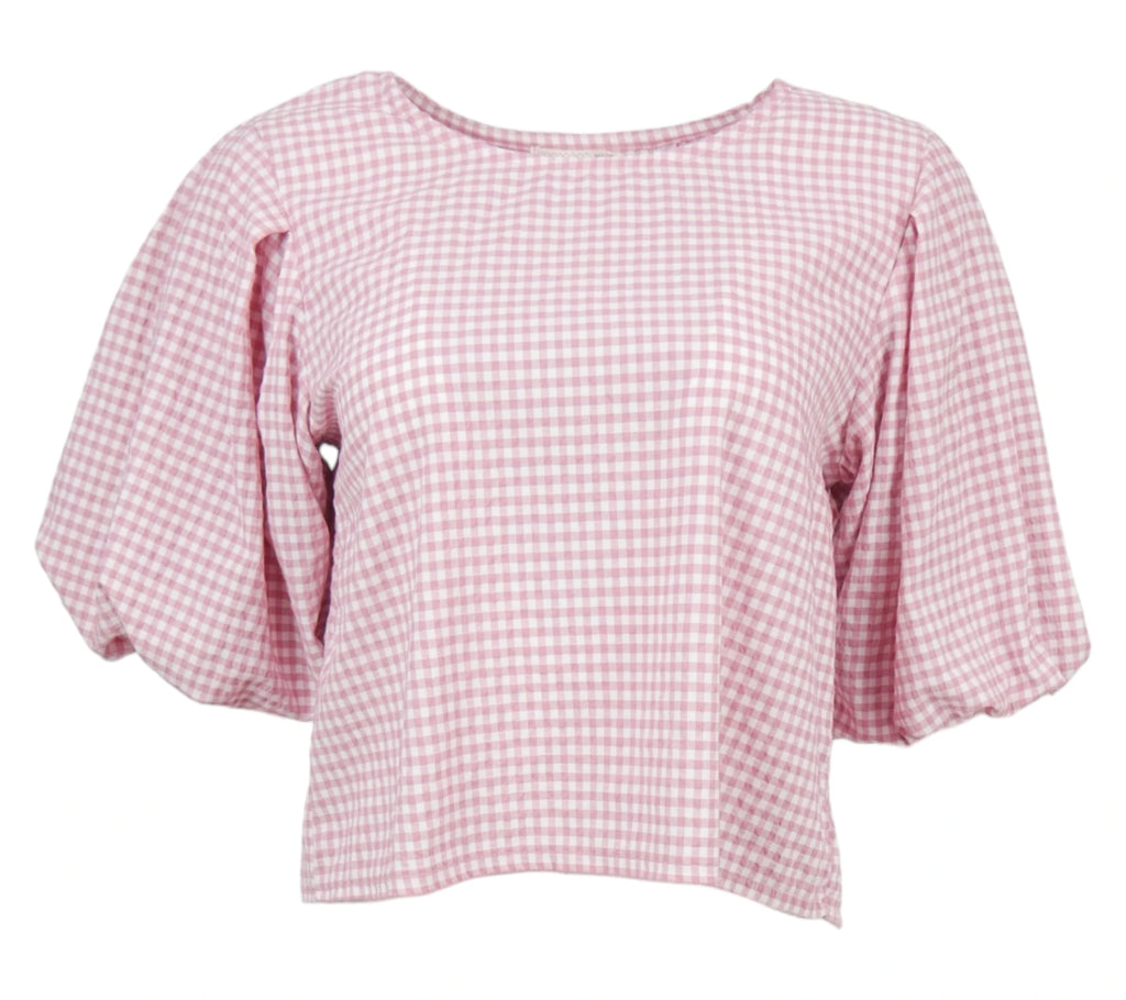 blusa vichy mujer rosa