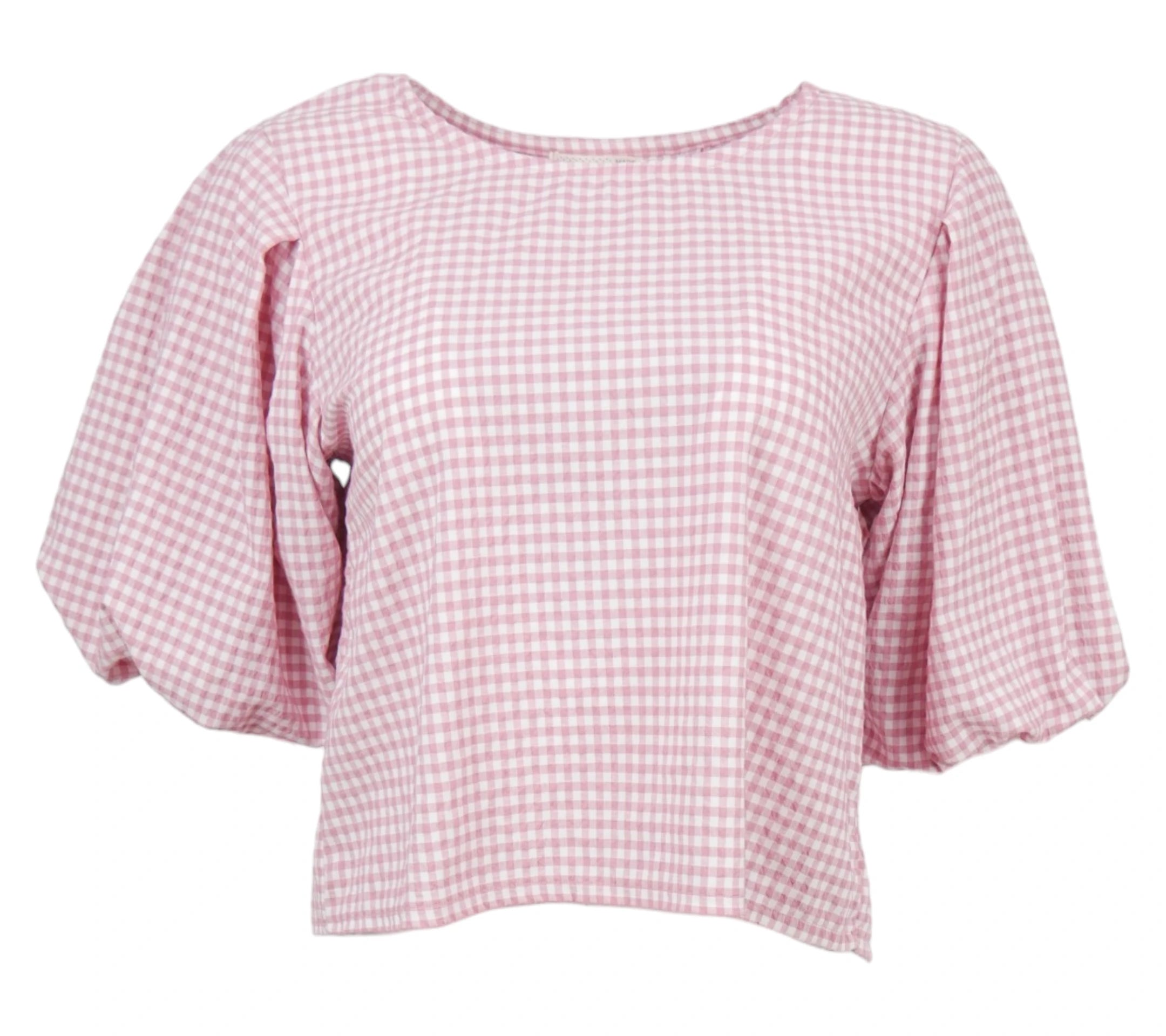 blusa vichy mujer rosa