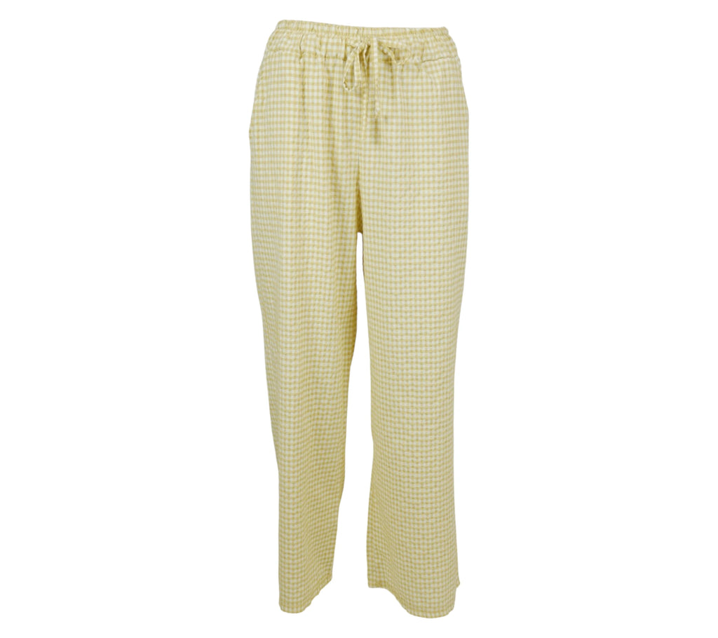 Pantalón vichy amarillo mujer