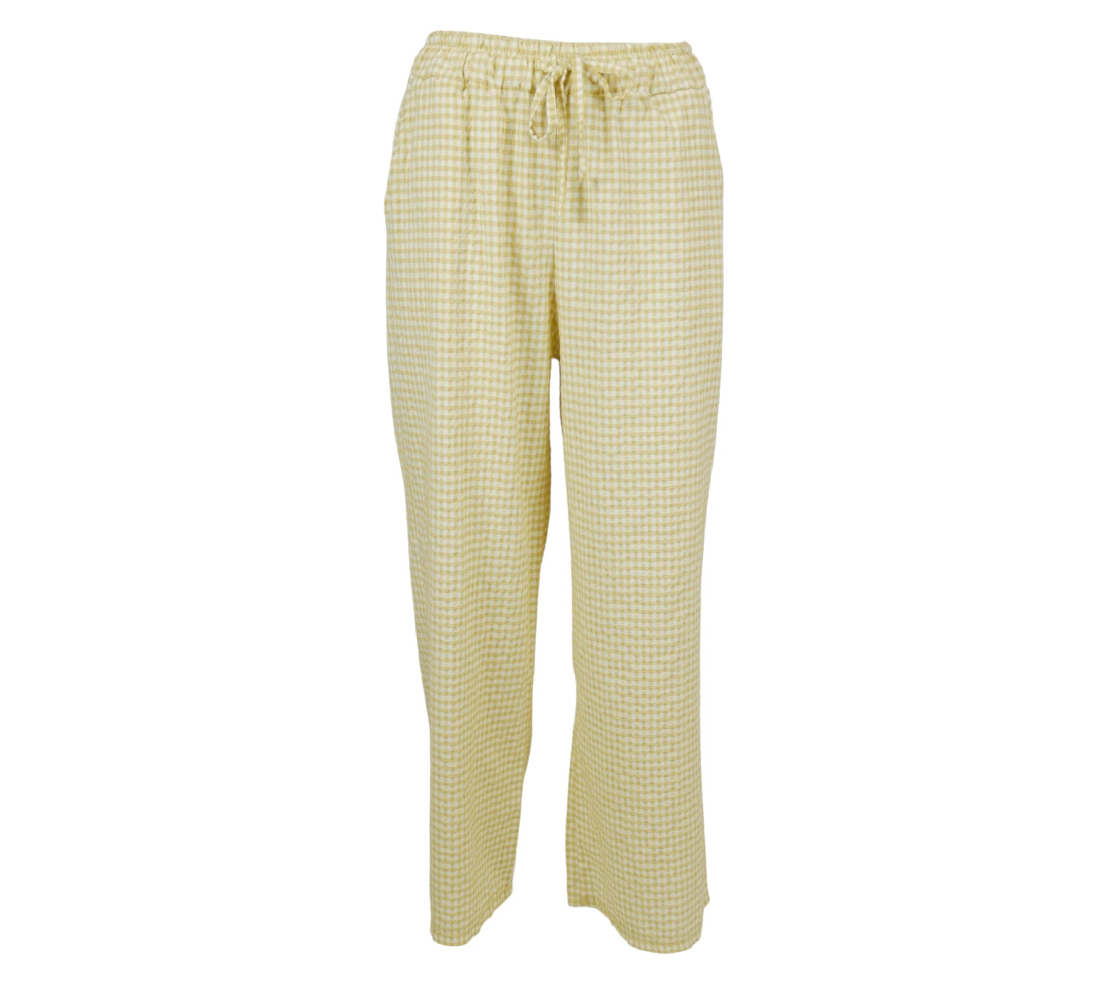 Pantalón vichy amarillo mujer