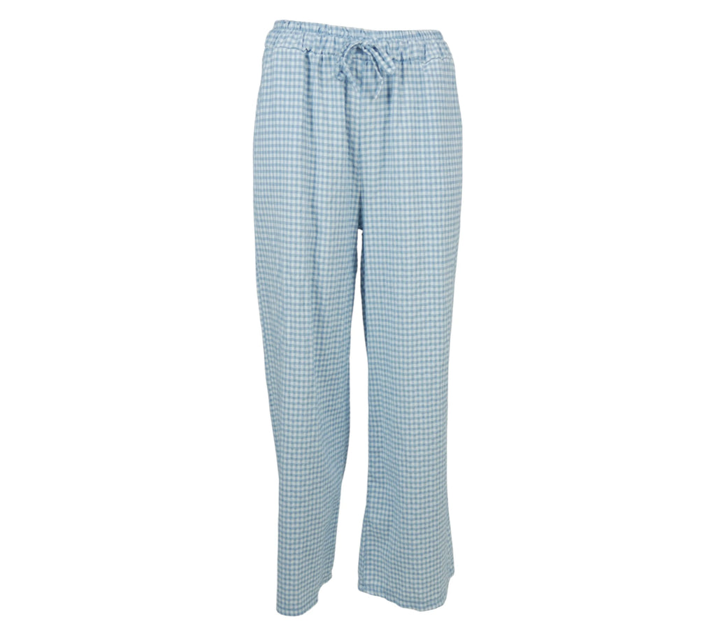 Pantalón vichy celeste mujer