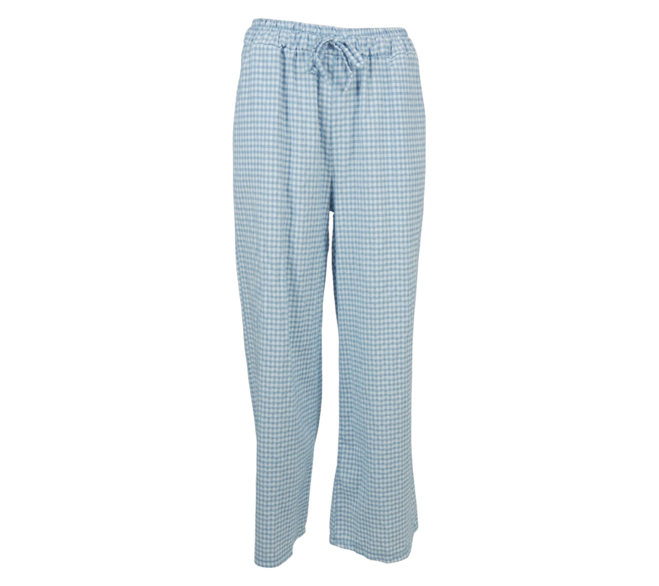 Pantalón vichy celeste mujer