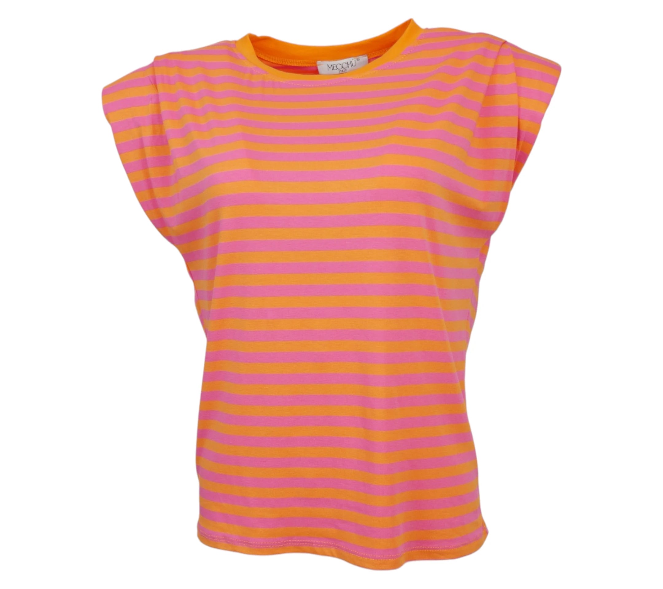 camiseta rayas fucsia y naranja mujer estilo casual