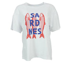 Camiseta blanca estampado sardinas mujer