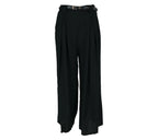 Pantalón fluido negro con cinturón mujer