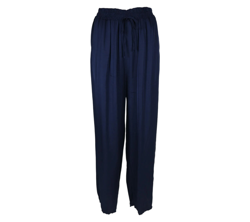 Pantalón Satinado mujer de color  azul marino