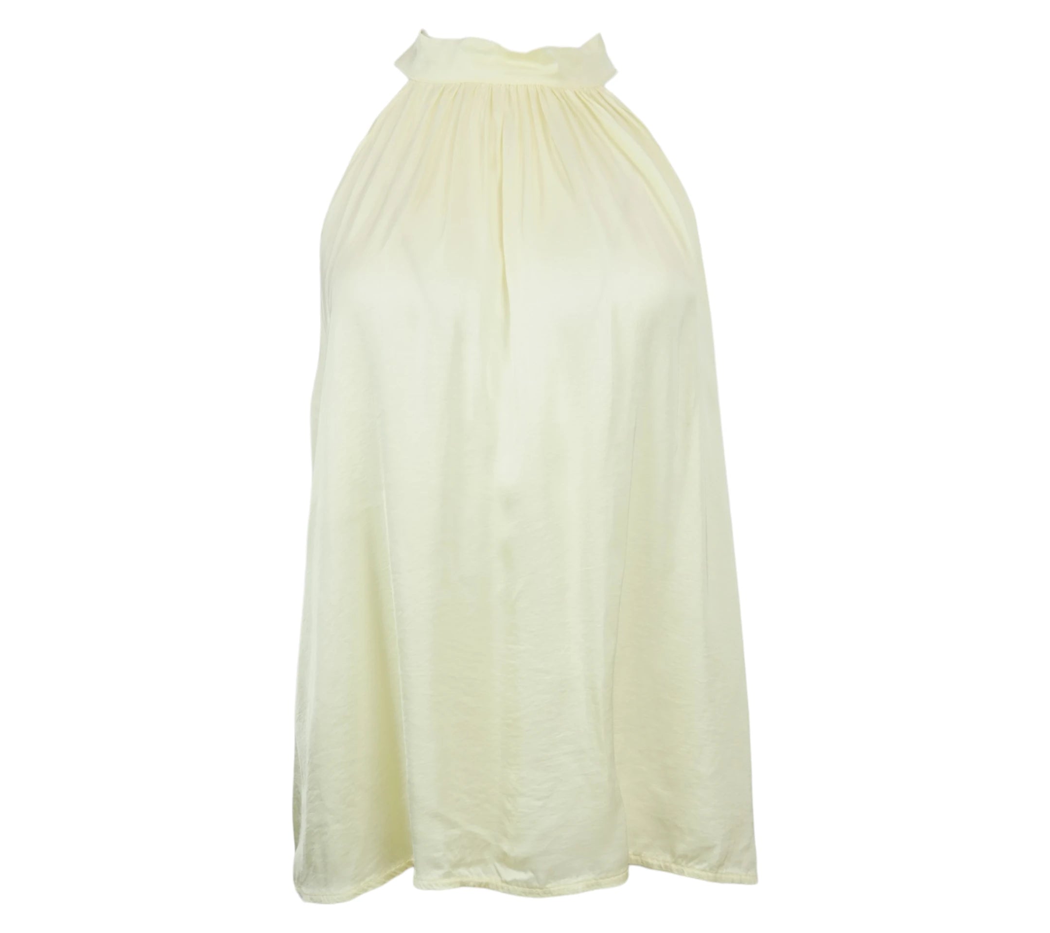 Top halter satinado amarillo mujer fluido elegante