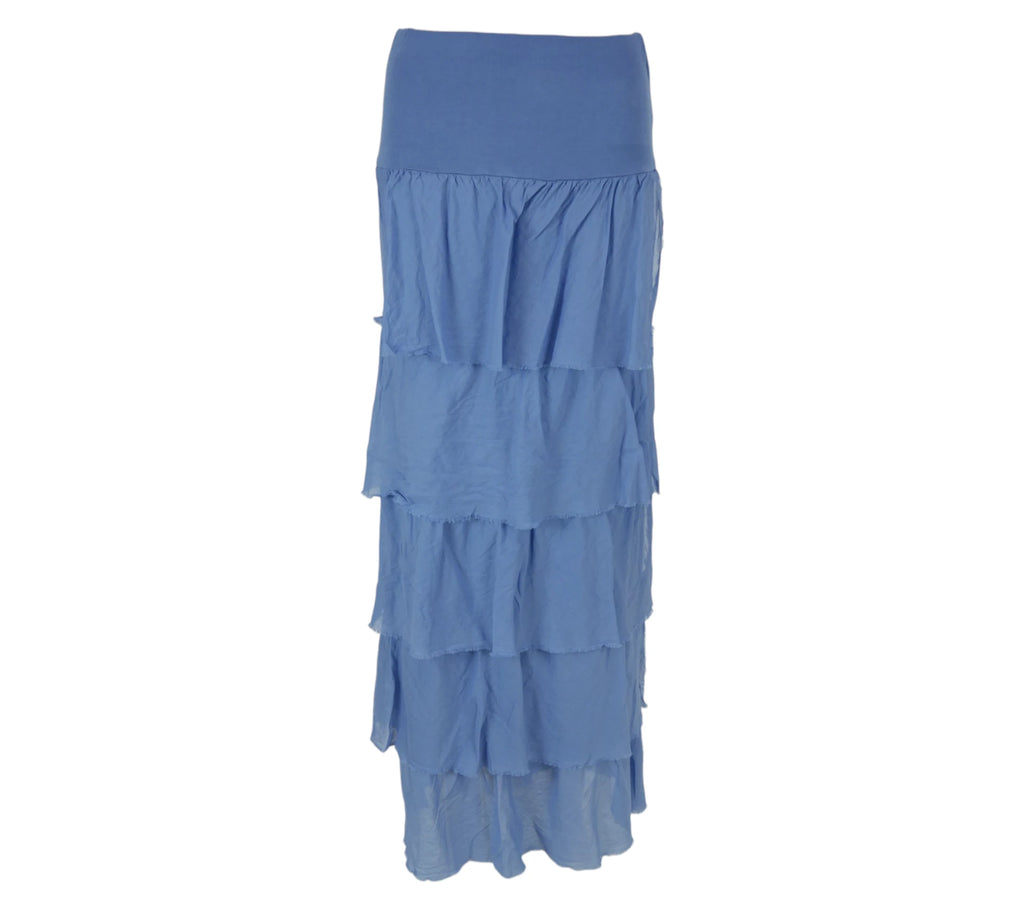 Falda larga azul con Volantes