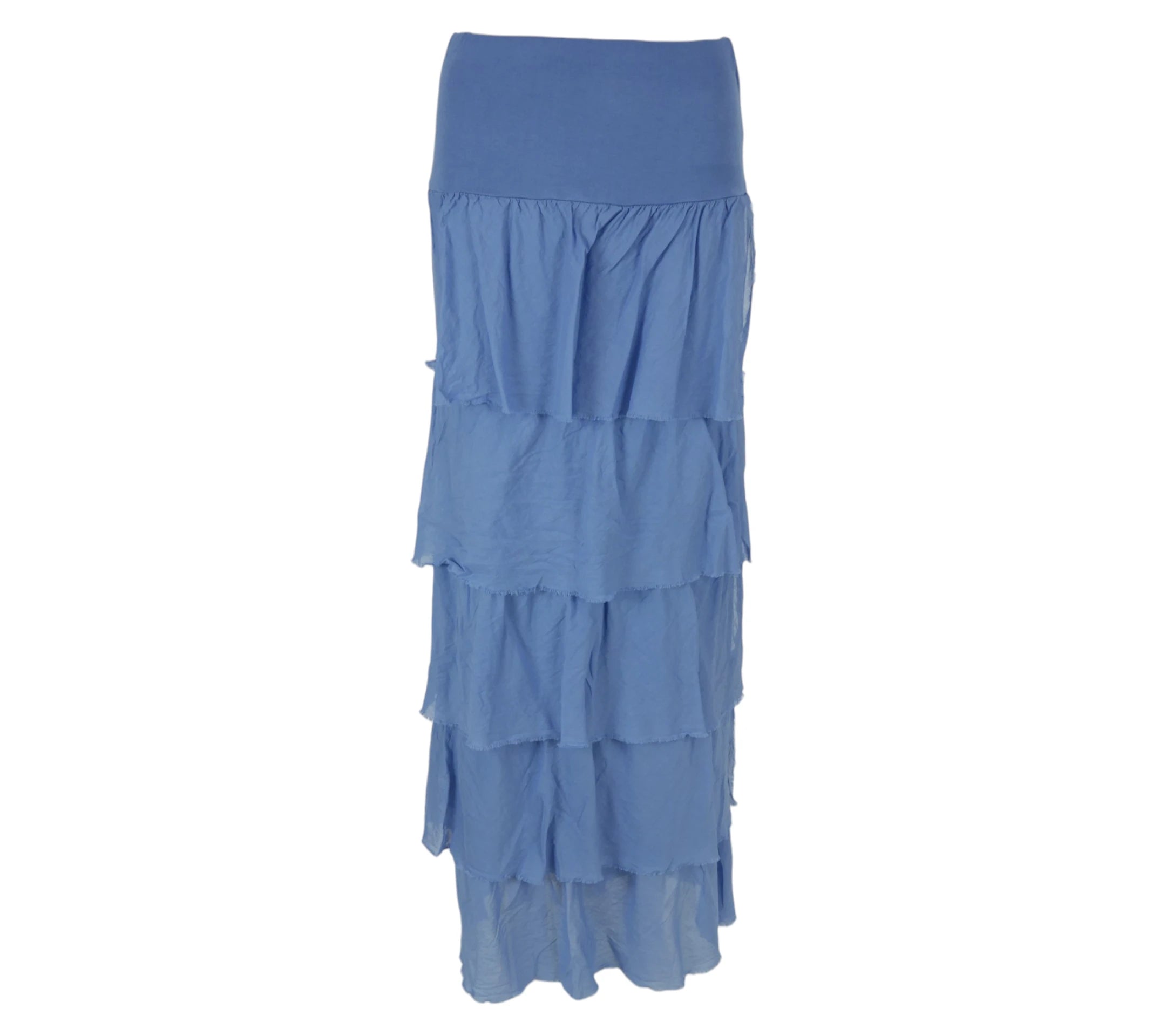 Falda larga azul con Volantes