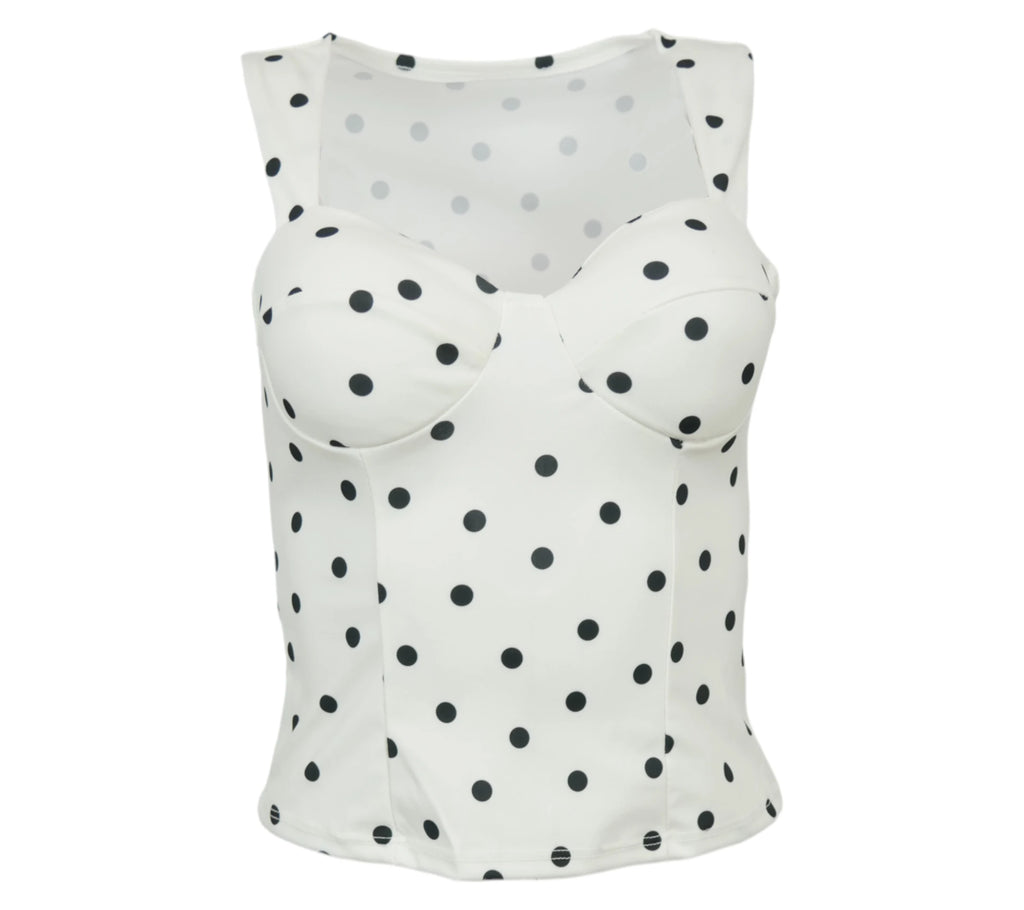Top blanco lunares escote corazón mujer