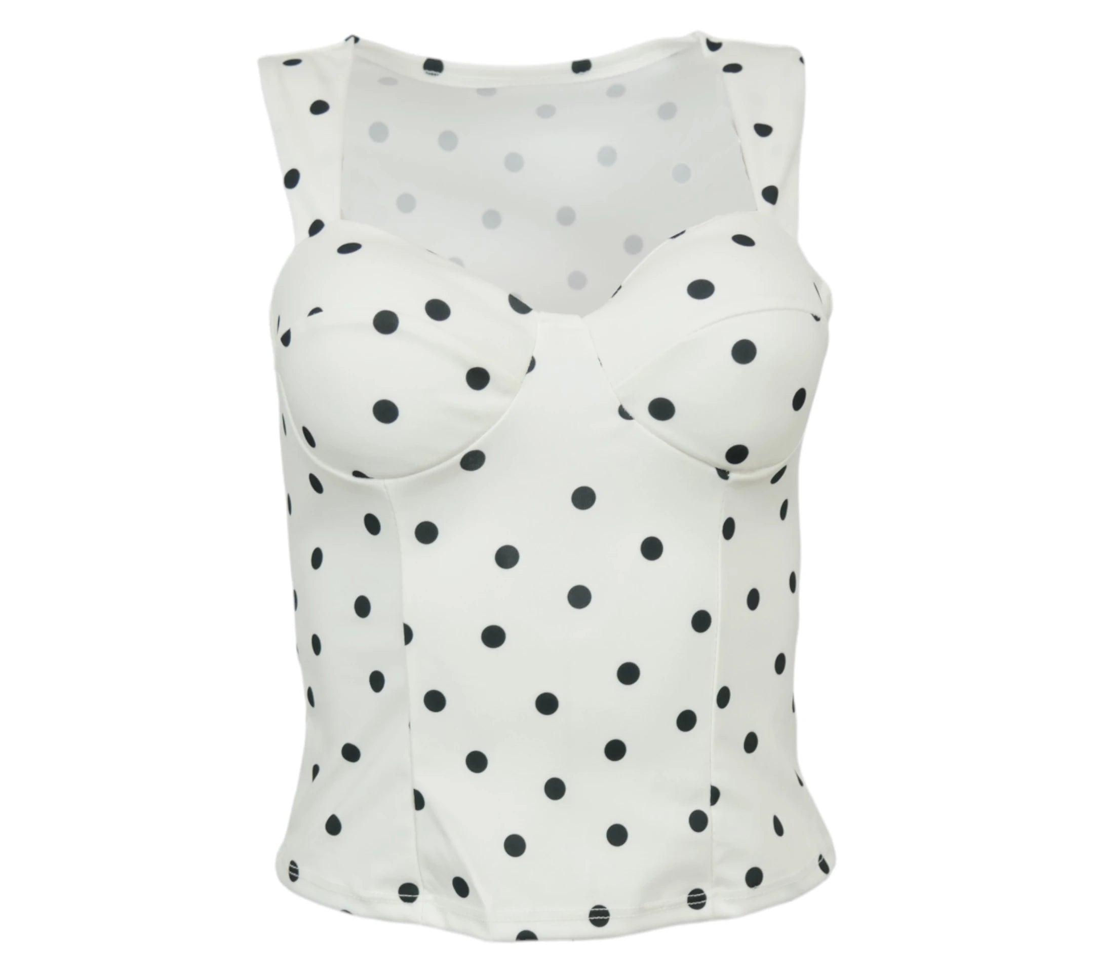 Top blanco lunares escote corazón mujer