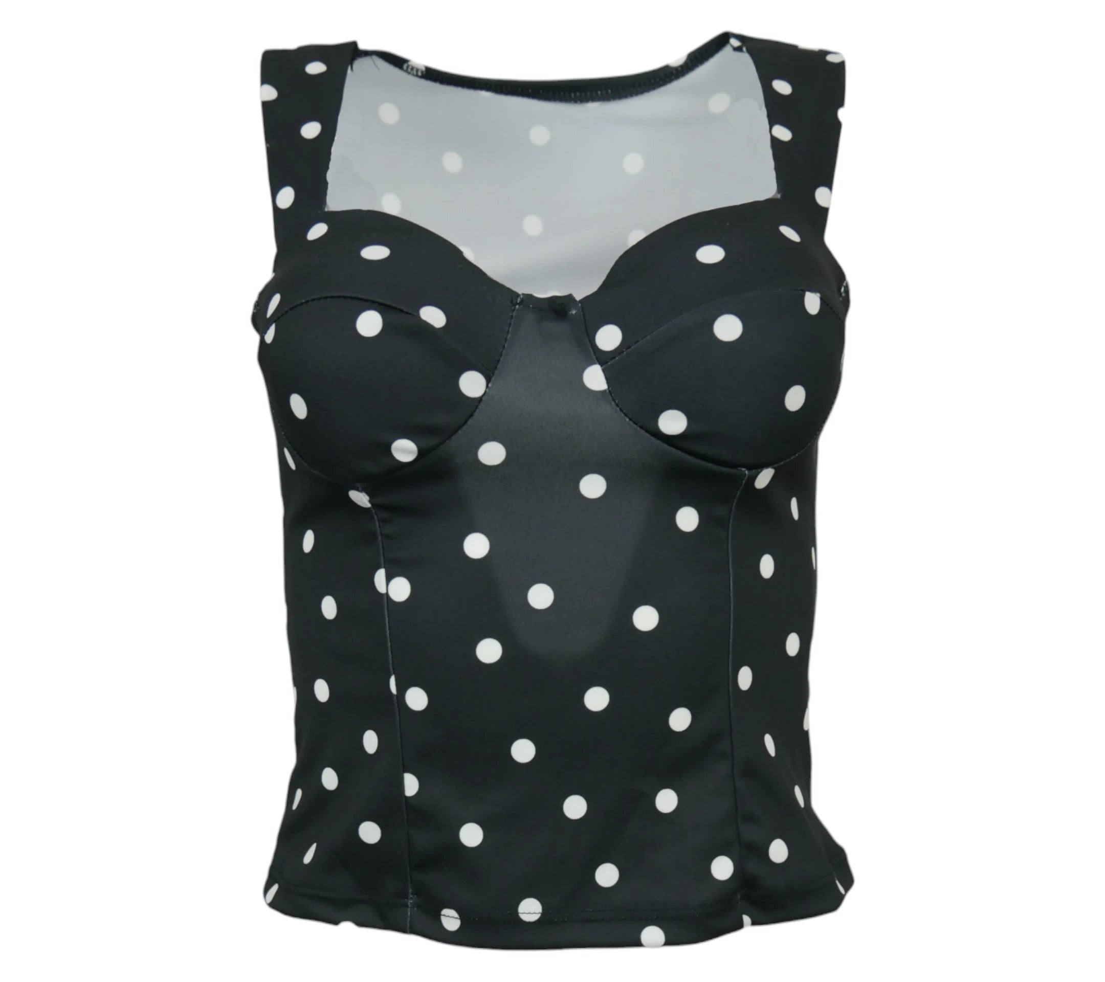 Top negro lunares escote corazón mujer