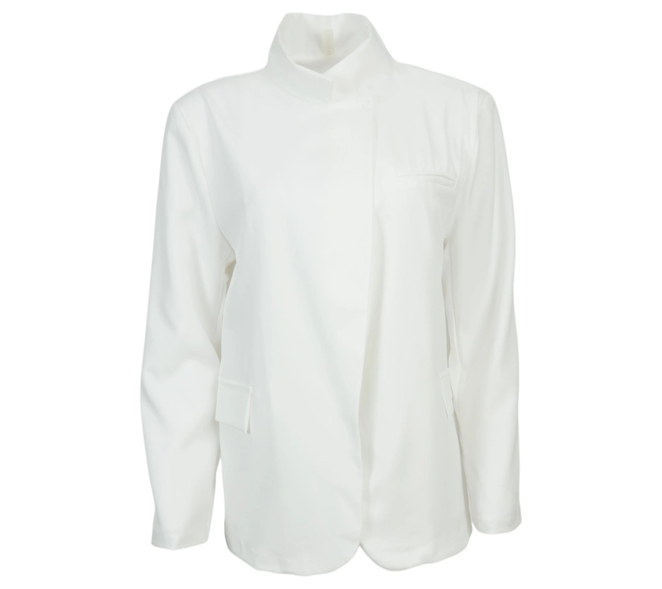 Chaqueta mujer blanca estructurada estilo limpio
