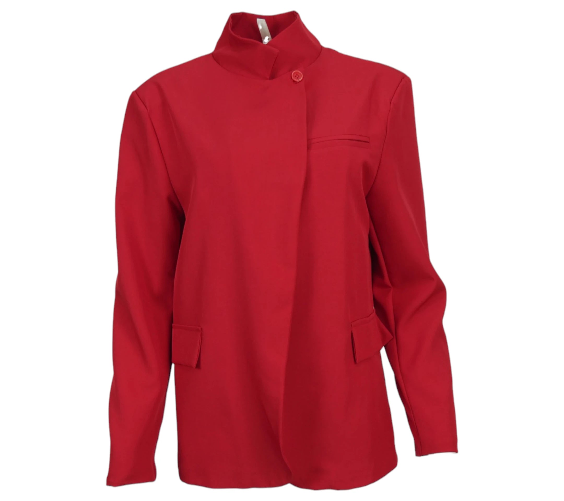 Chaqueta mujer minimalista roja corte recto elegante