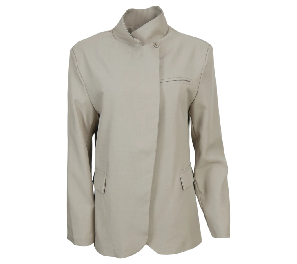 Chaqueta mujer minimalista color taupe estilo elegante