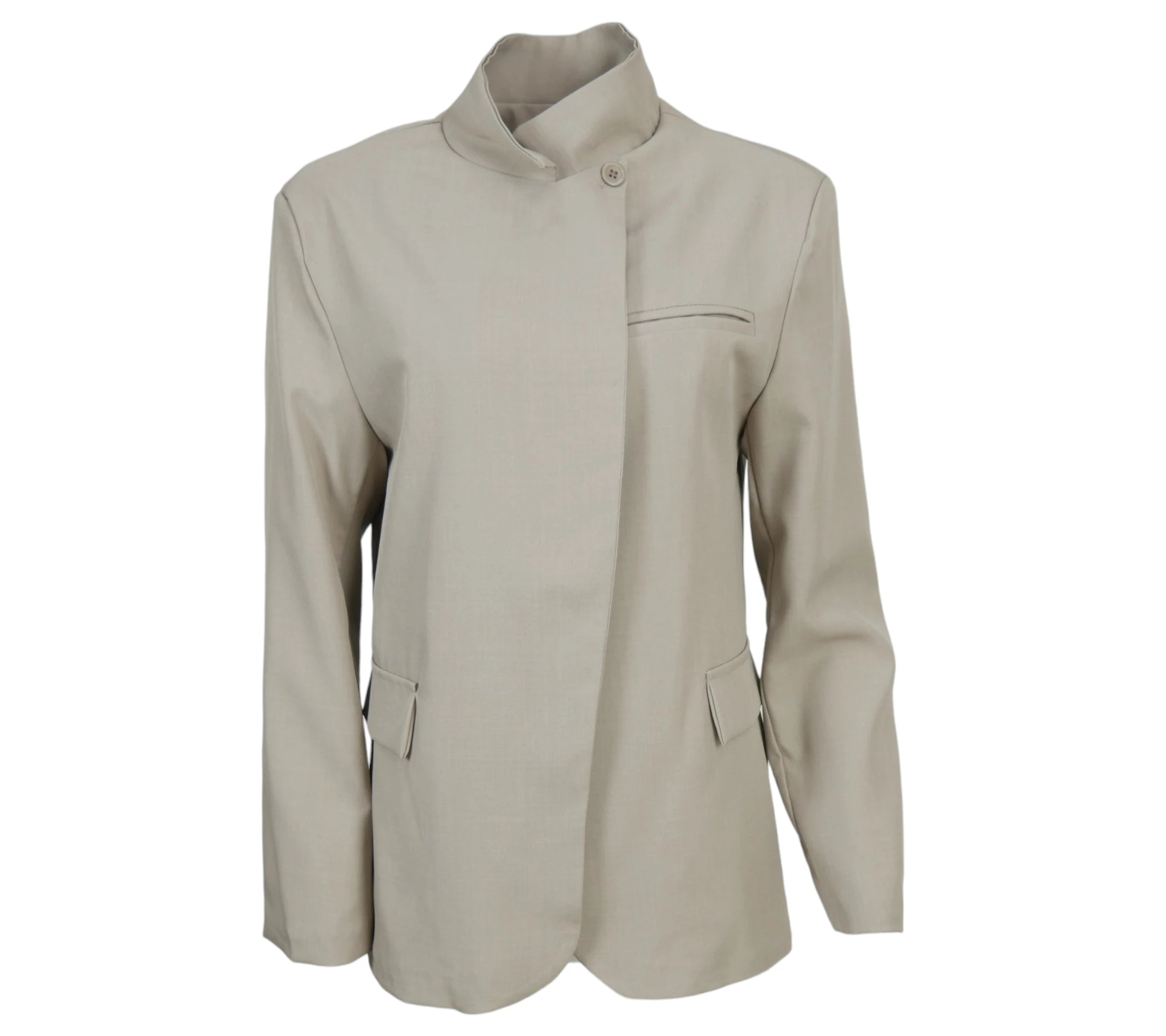 Chaqueta mujer minimalista color taupe estilo elegante