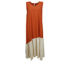 vestido largo bicolor caldera y beige fluido mujer