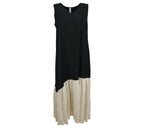 vestido largo bicolor negro y beige fluido mujer