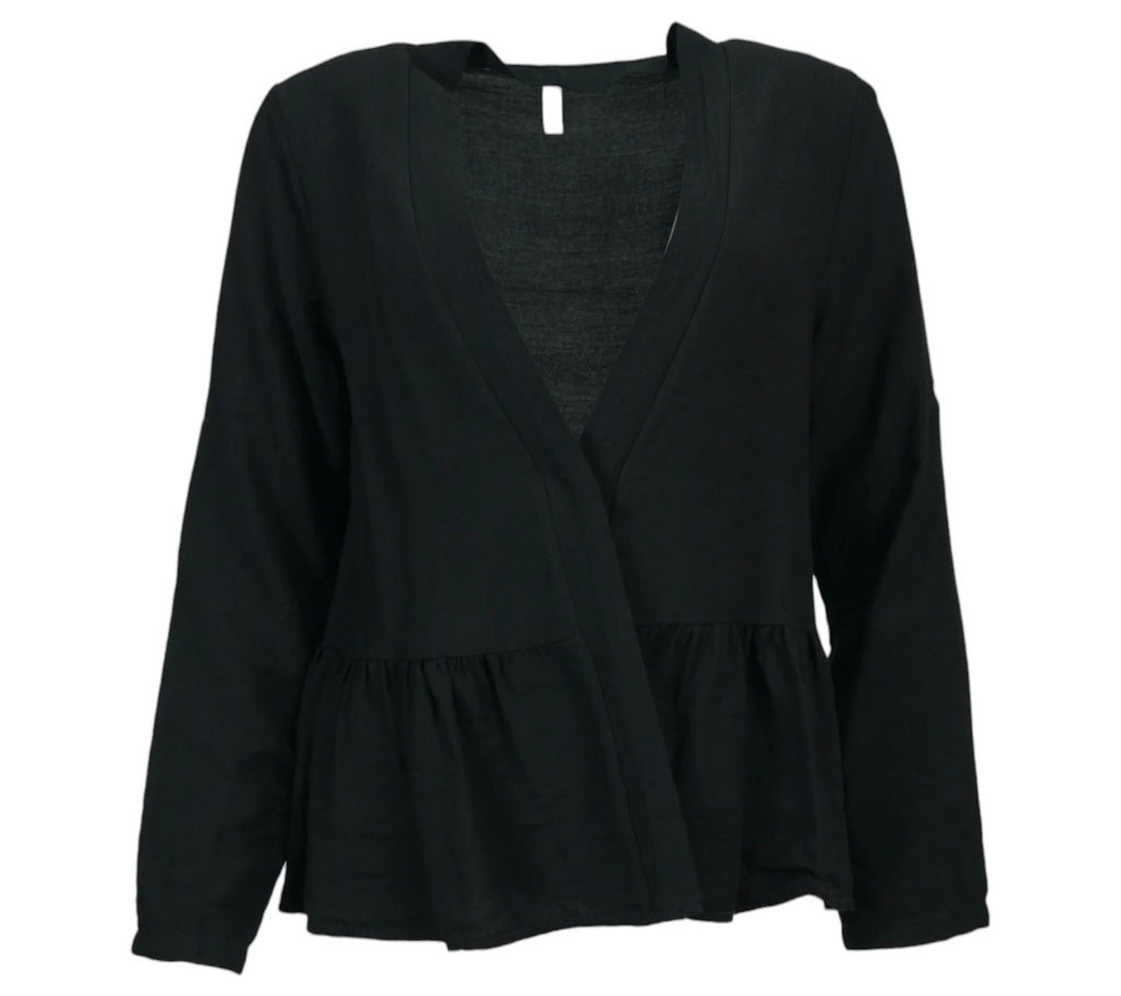 Chaqueta Efecto Lino negra