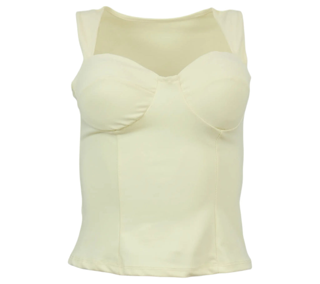 Top corset estructurado amarillo con copas y ajuste ceñido