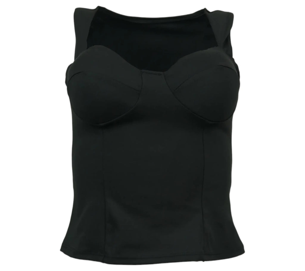 Top corset estructurado negro básico sofisticado