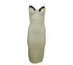 vestido lunares encaje amarillo ajustado mujer