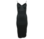 vestido lunares encaje negro ajustado mujer