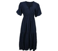 Vestido Farol mujer azul marino escote cruzado midi