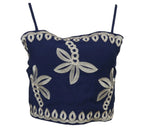 top bordado tirantes azul marino detalle bordado mujer
