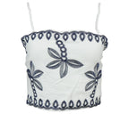 top bordado tirantes blanco detalle contraste mujer