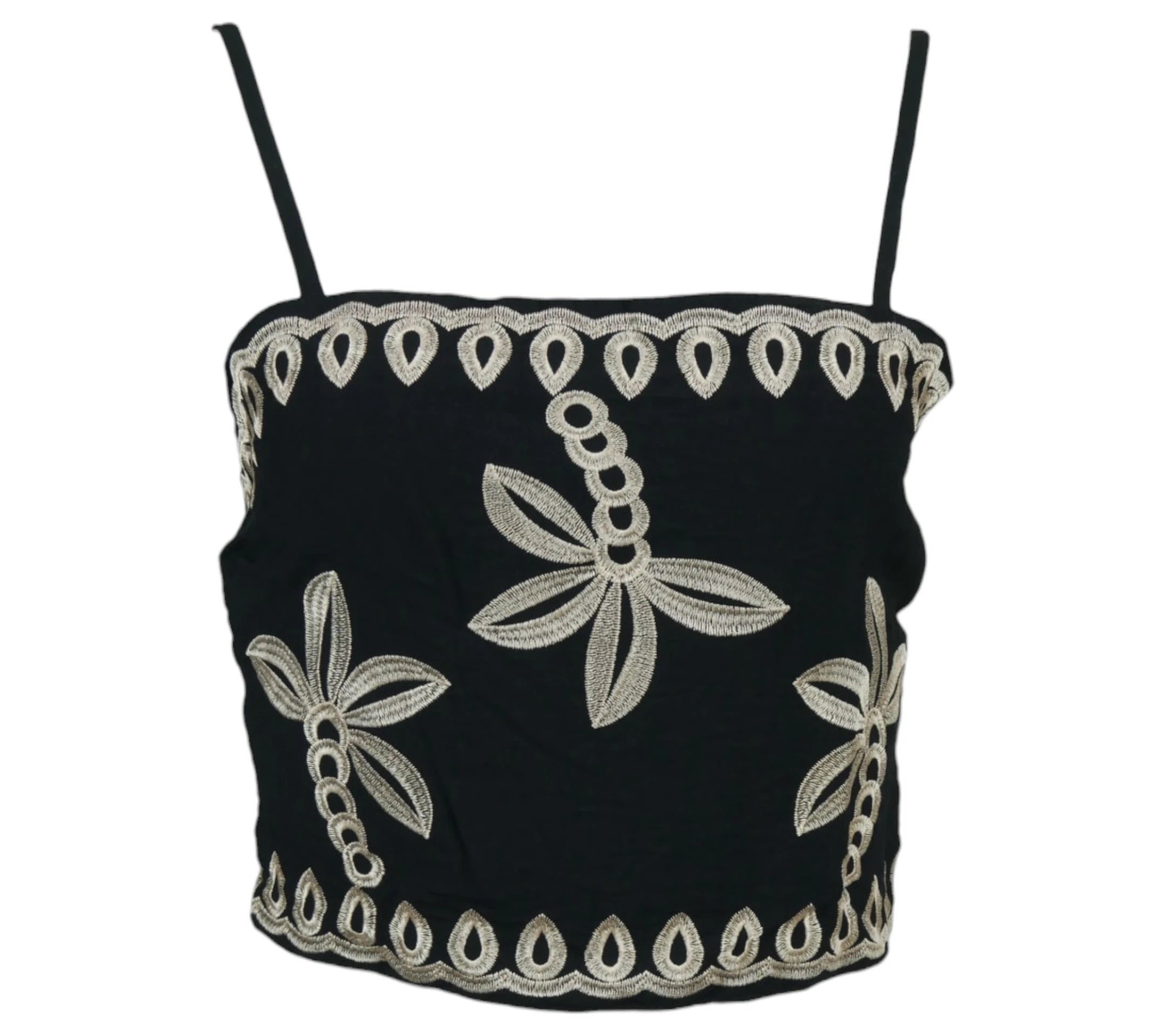 top bordado tirantes negro detalle bordado elegante mujer