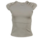 Top Hombreras beige elástica ajustada