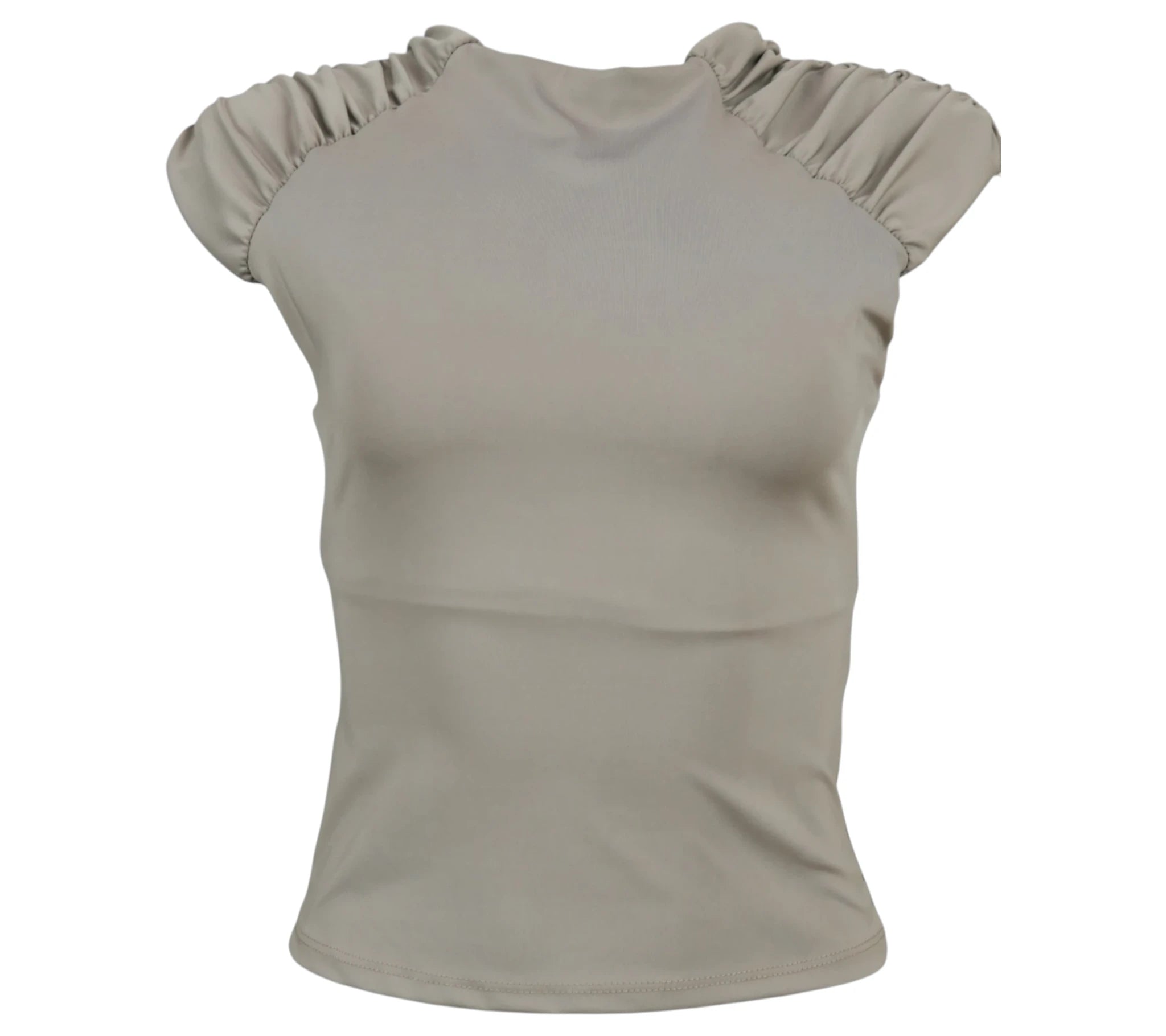 Top Hombreras beige elástica ajustada