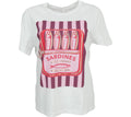 camiseta blanca mujer estampado sardinas fucsia algodón