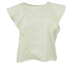 Blusa de rayas amarillas con volante en mangas