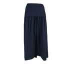 falda midi fluida mujer azul marino con vuelo