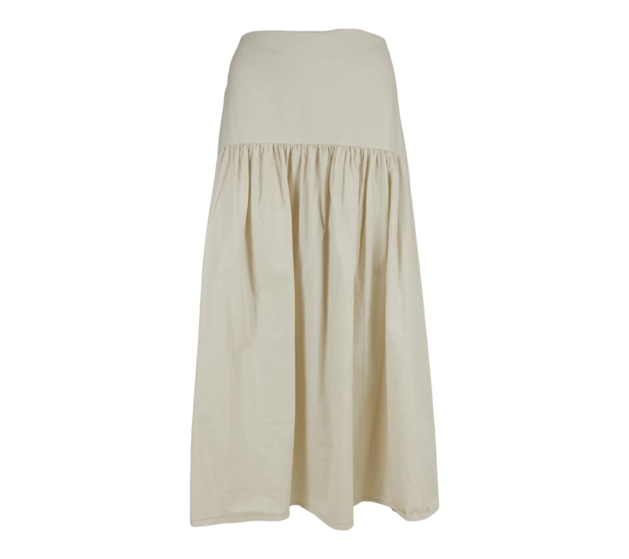 falda midi fluida mujer beige con caída ligera