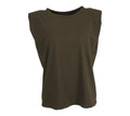 Camiseta mujer hombreras color marrón